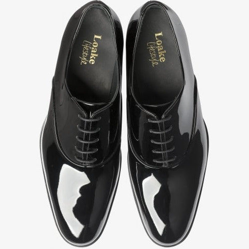 Mens Patent Shoe in Black Leather