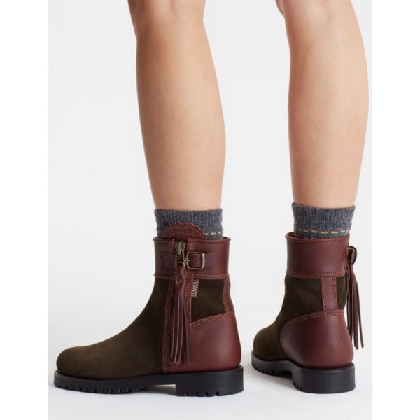 Inclement Cropped Tassel Boot in Seaweed/Conker