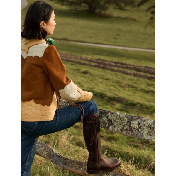 Womens Long Tassel Boot Leather in Conker