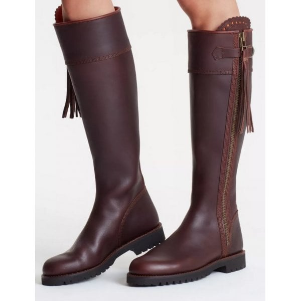 Womens Long Tassel Boot Leather in Conker