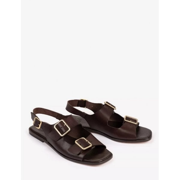 Womens Portobello leather Sandal in Bitter Chocolate