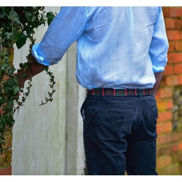Polo Belt in Navy/Dark Green/Red Stripe