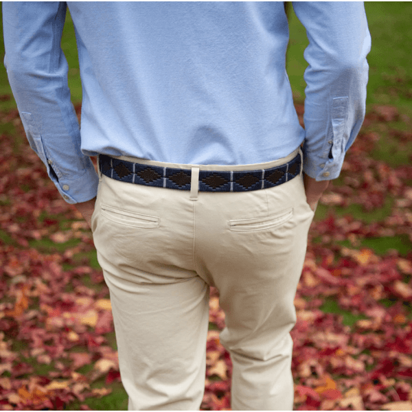 Polo Belt in Navy/Silver/Grey Stripe