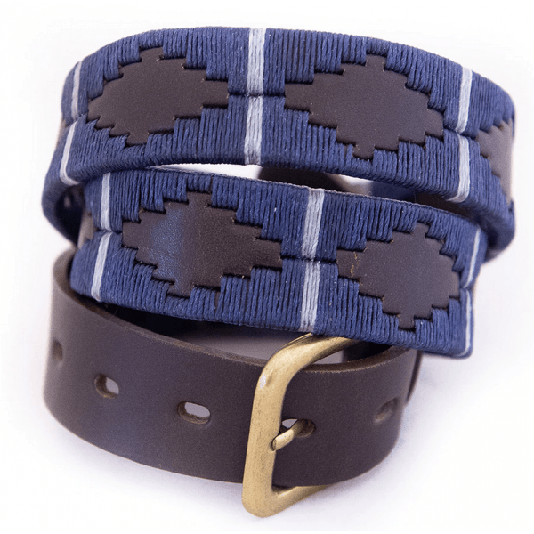 Polo Belt in Navy/Silver/Grey Stripe