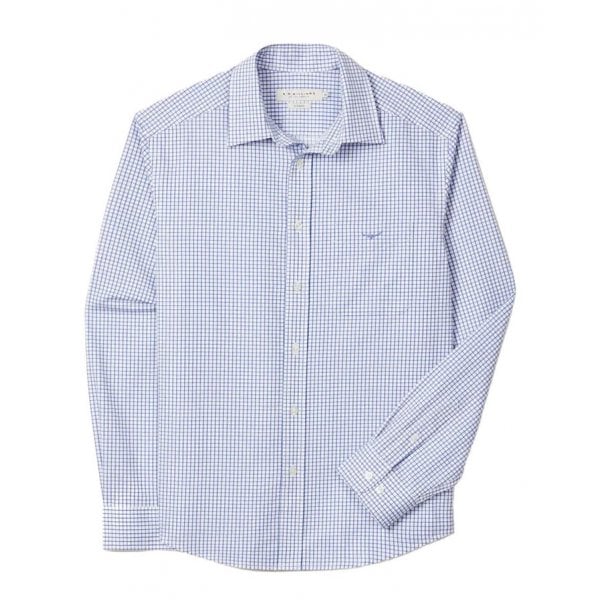 Burnswick Poplin Check Shirt in White/Blue