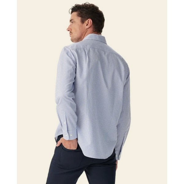 Burnswick Poplin Check Shirt in White/Blue