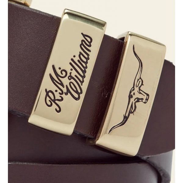 Drover Belt 1 1/2 inch 3 Piece Brass Buckle Belt in Mid Brown