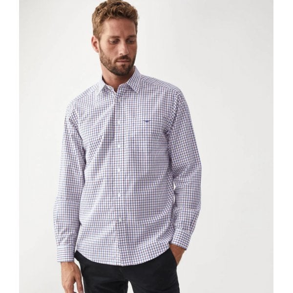 Mens Collins Shirt in Navy/ Burgundy/ White