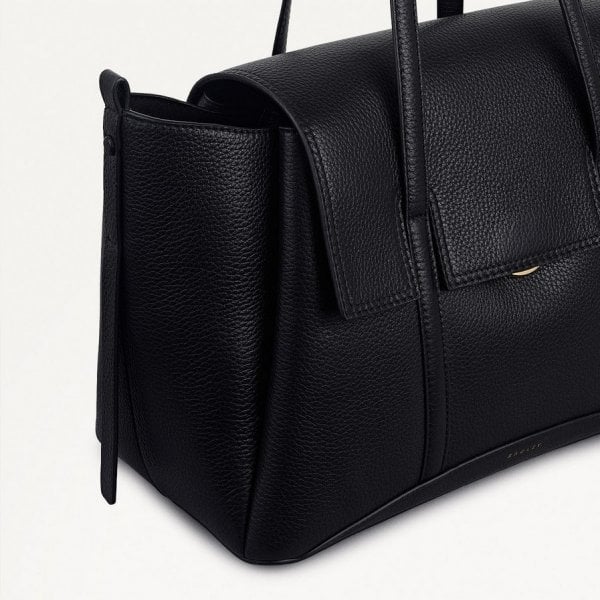 Chancery Medium Flapover Shoulder Bag in Black