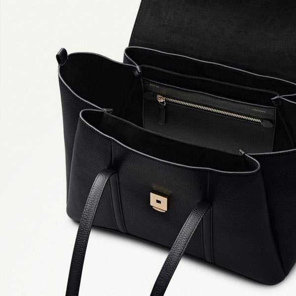 Chancery Medium Flapover Shoulder Bag in Black