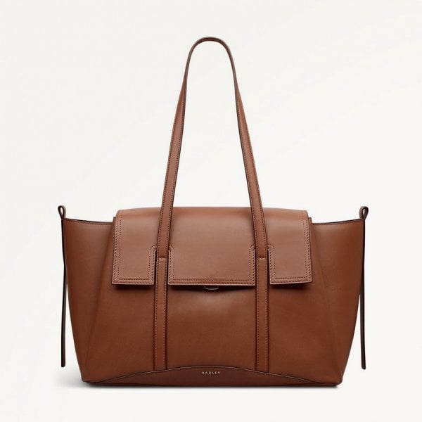 Medium Flapover Shoulder Bag in Cognac
