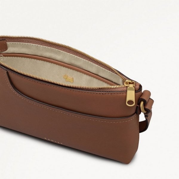 Mini Ziptop East West Shoulder Bag in Saddle Tan