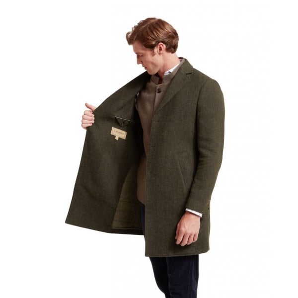 Banchory Tweed Coat in Dark Olive