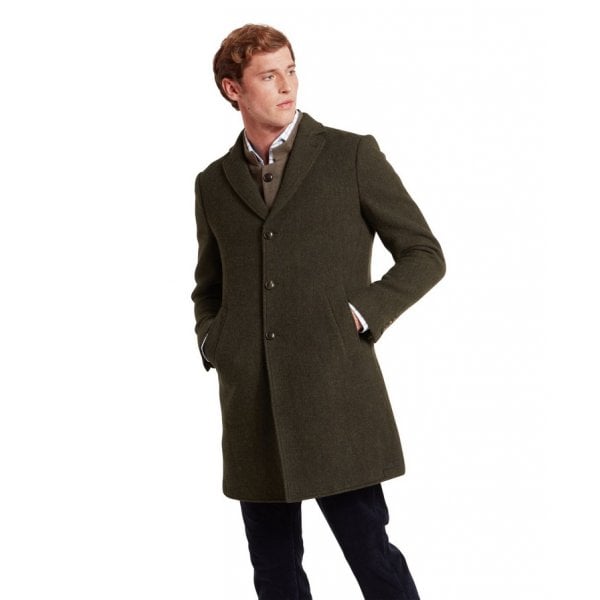 Banchory Tweed Coat in Dark Olive