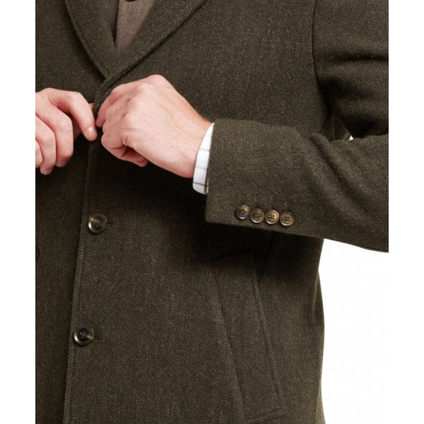 Banchory Tweed Coat in Dark Olive
