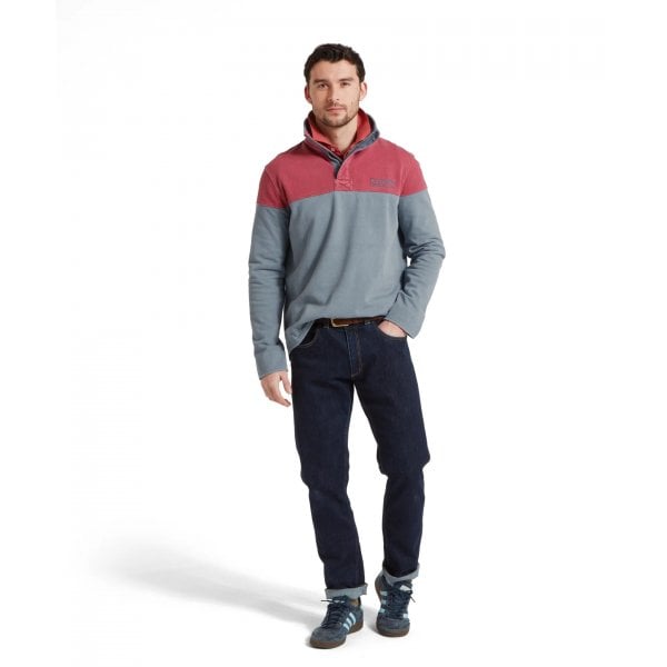 Helford Heritage Sweatshirt In Slate Red/Pigeon Blue