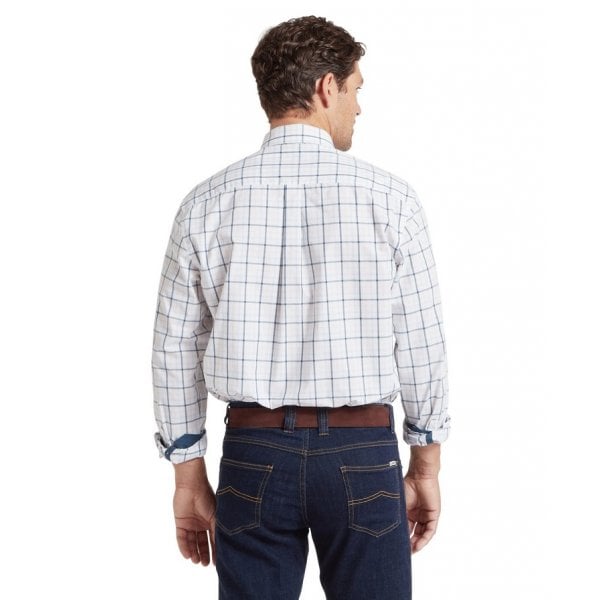 Holkham Classic Shirt in Deep Ocean Blue/Coral Peach