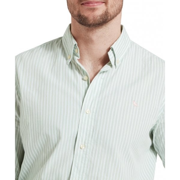 Holme Striped Shirt in Aqua Sage
