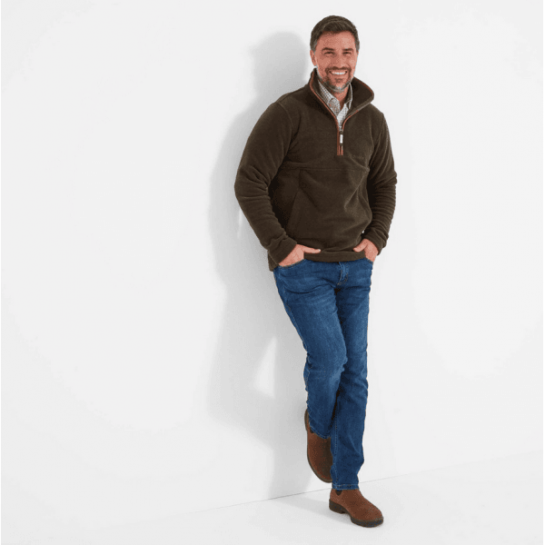 Mens Berkeley 1/4 Zip Fleece Jacket in Dark Olive
