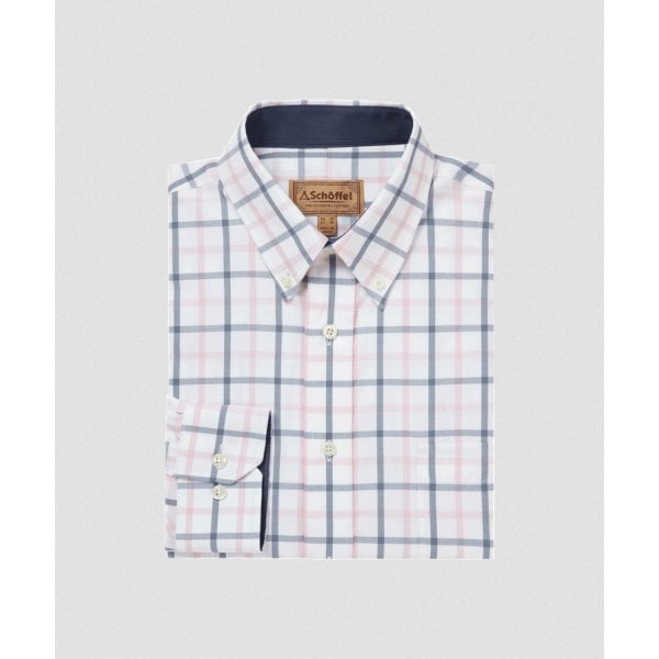 Mens Brancaster Classic Shirt in Stone Blue Check