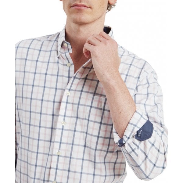 Mens Brancaster Classic Shirt in Stone Blue Check