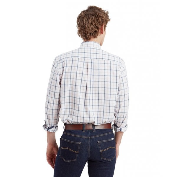 Mens Brancaster Classic Shirt in Stone Blue Check