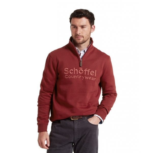 Mens Bude Quarter Zip Sweatshirt in Redwood