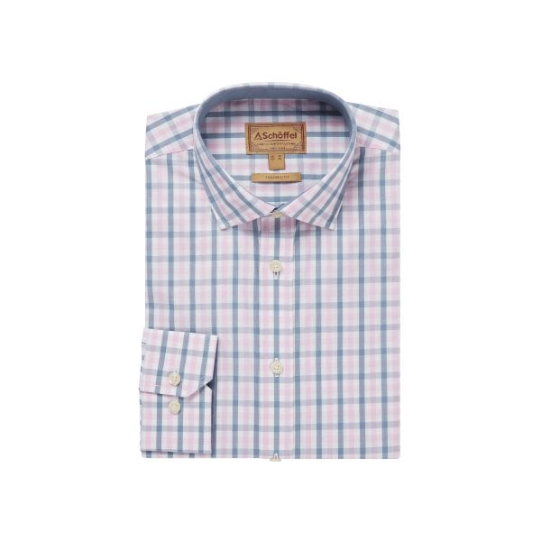Mens Hebden Tailored Shirt in Dark Denim/Pink