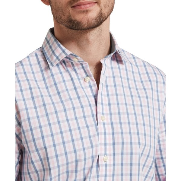 Mens Hebden Tailored Shirt in Dark Denim/Pink
