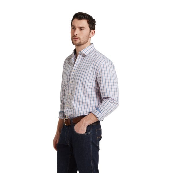 Mens Hebden Tailored Shirt in Dark Denim/Pink