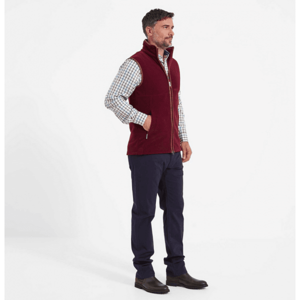 Mens Oakham Fleece Gilet in Claret