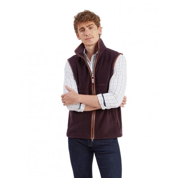 Mens Oakham Fleece Gilet in Port