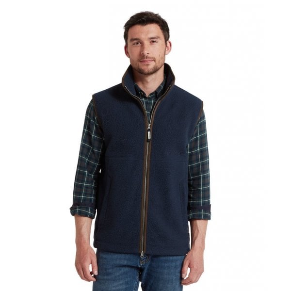 Mens Oakham Retro Fleece Gilet in True Navy