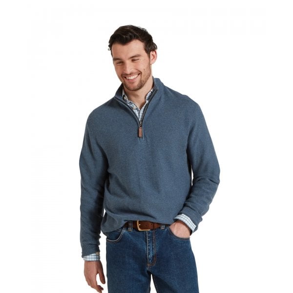 Mens Porthleven 1/4 Zip jumper in Dark Pigeon Blue