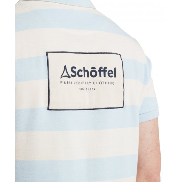 Mens St Ives Heritage Polo in Pale Blue stripe