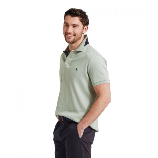 Mens St Ives Jersey polo in Aqua Grey