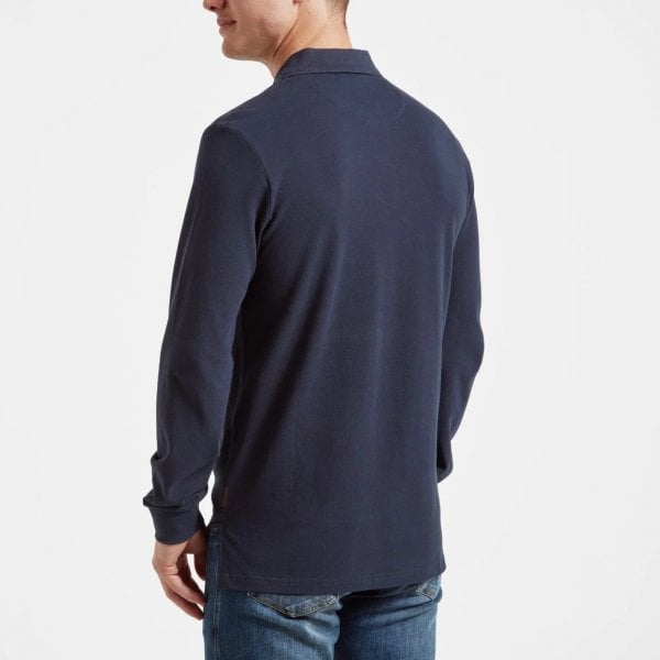 Mens St Ives Long Sleeve Polo Shirt in Navy