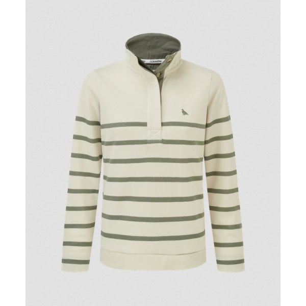 Sandown Sweatshirt in Pale Stone/Agave Green Stripe