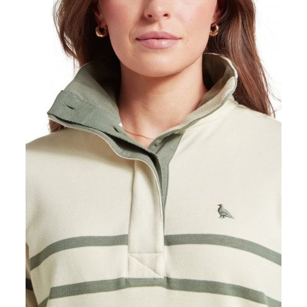Sandown Sweatshirt in Pale Stone/Agave Green Stripe