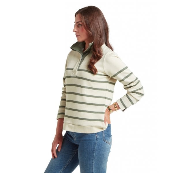 Sandown Sweatshirt in Pale Stone/Agave Green Stripe