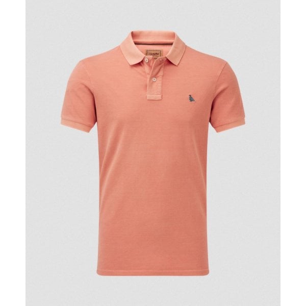 St Ives Garment Dyed Polo Shirt in Coral Peach