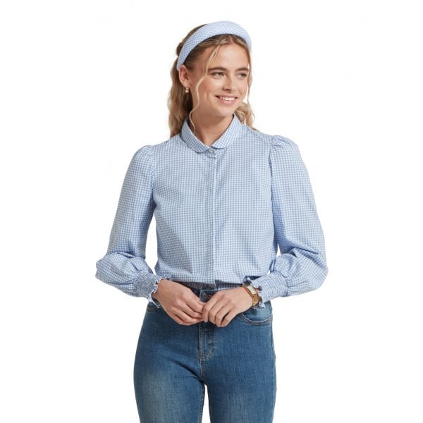 Womens Flora Gingham Shirt In Denim Blue