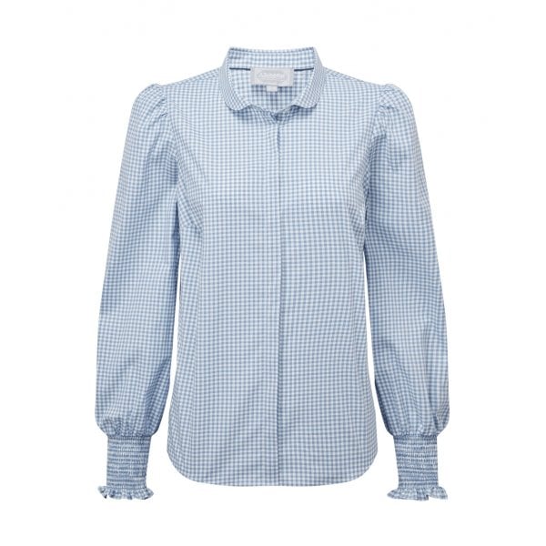 Womens Flora Gingham Shirt In Denim Blue