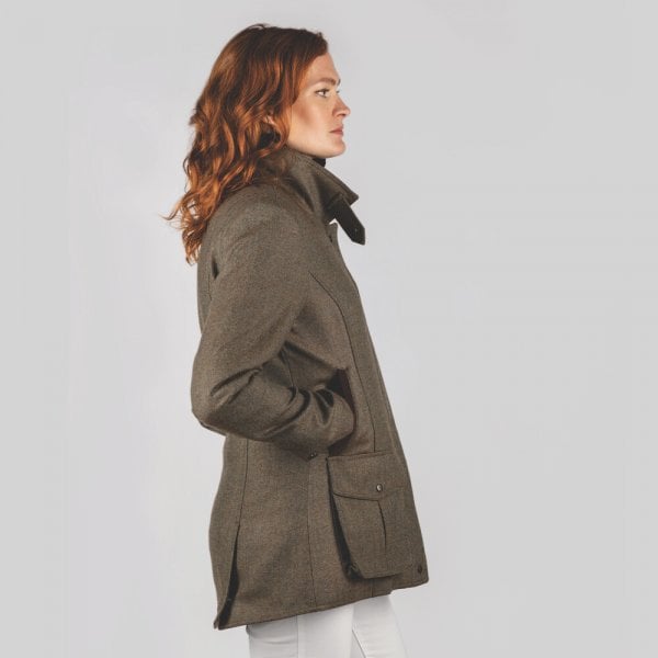Womens Lilymere Tweed Jacket in Loden Green Heringbone
