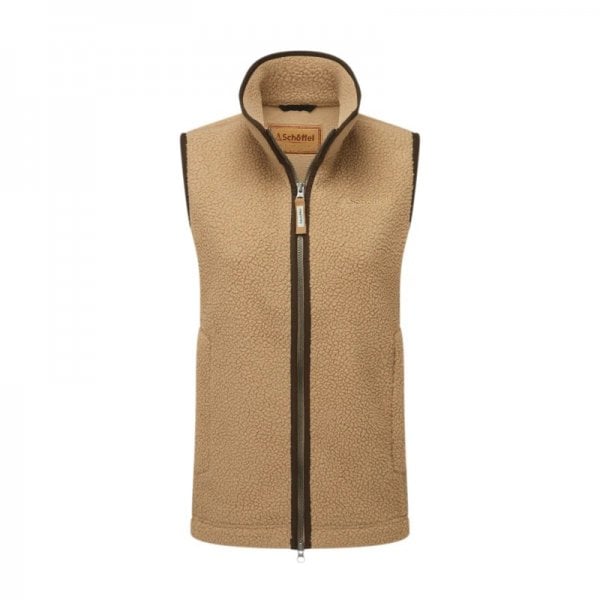 Womens Lyndon Retro Fleece Gilet in Tan