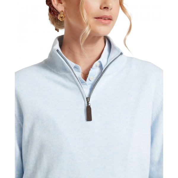 Womens Polperro Pima 1/4 Zip In Blue Water