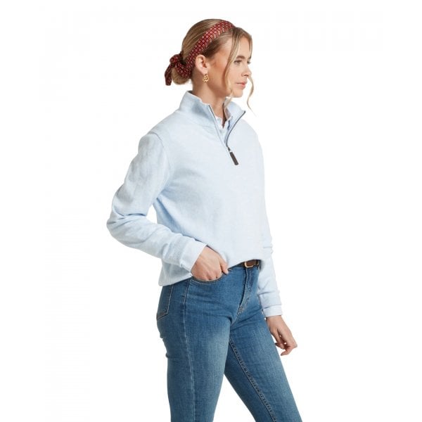 Womens Polperro Pima 1/4 Zip In Blue Water