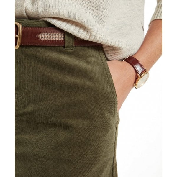 Womens Sage Cord Skirt in Dark Sage