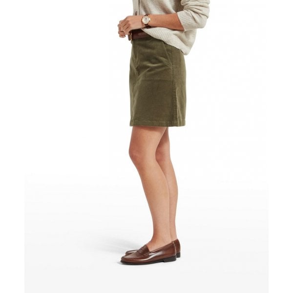 Womens Sage Cord Skirt in Dark Sage