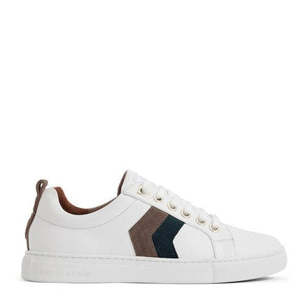 Alexandra Trainer in White/Teal/Taupe